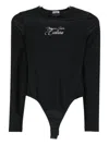 Versace Jeans Couture Embroidered Long-sleeve Bodysuit In Black
