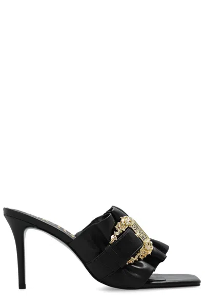 Versace Jeans Couture Emily Ruffled Heeled Sandals In Black