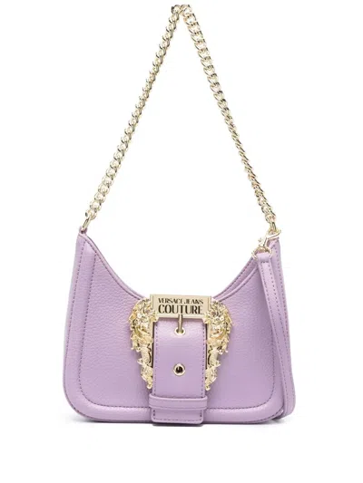 Versace Jeans Couture Engraved-logo Buckle Shoulder Bag In Violett