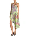 Versace Jeans Couture Enver Satin Halter Dress In Acid 76