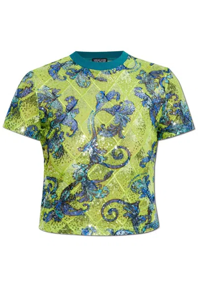 Versace Jeans Couture Sequin-embellished T-shirt In Multi