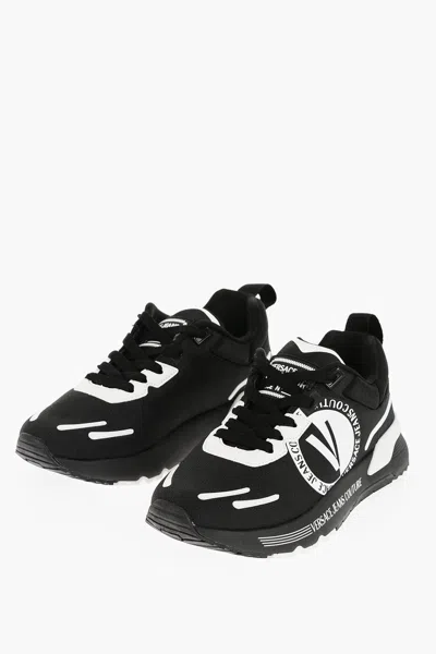 Versace Jeans Couture Fabric Dynamic Low Top Sneakers With Contrasti In Black
