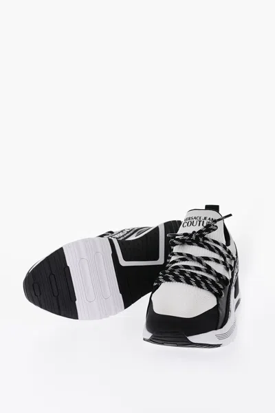 Versace Jeans Couture Fabric Dynamic Sneakers With Logoed Details In Black