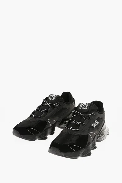 Versace Jeans Couture Fabric Nomo Sneakers With Suede Trims And Air In Black