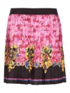 Versace Jeans Couture Woman Mini Skirt Fuchsia Size 4 Polyester In Multicolour