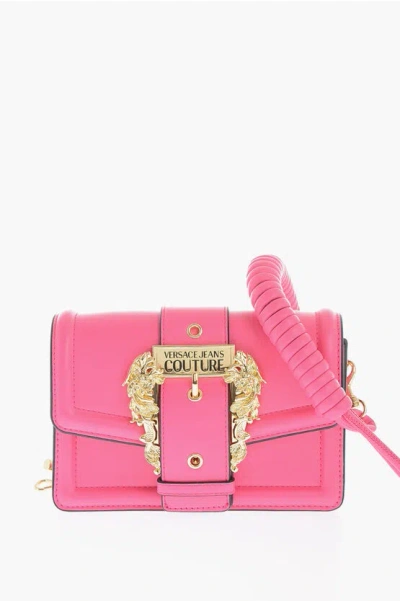 Versace Jeans Couture Faux Leather Bag Embellished With Maxi Golden In Pink