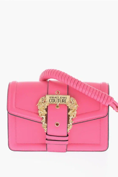 Versace Jeans Couture Faux Leather Bag Embellished With Maxi Golden In Orange