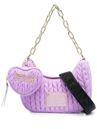 Versace Jeans Couture Faux-leather Matelassé Shoulder Bag In Violett