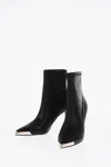 Versace Jeans Couture Faux Leather Point Toe Booties 8cm In Black