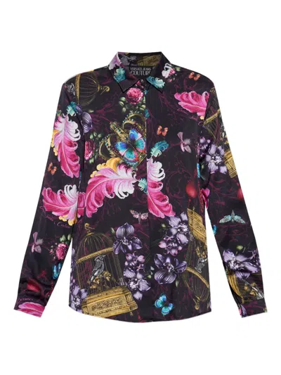 Versace Jeans Couture Feather-print Shirt In Multi
