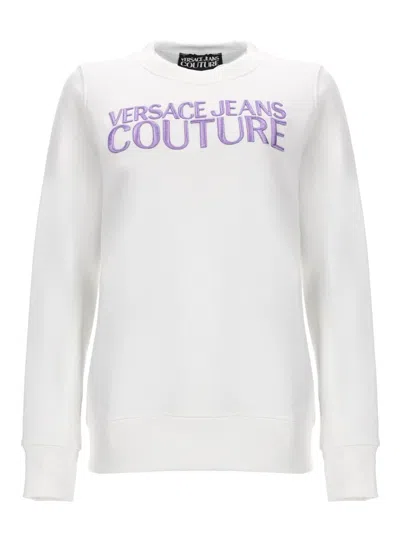 Versace Jeans Couture Felpa In Jersey Di Cotone In White