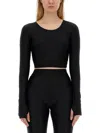 Versace Jeans Couture Fitted Black Cropped Top With Textured Embellishments