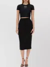 Versace Jeans Couture Fitted High-waisted Midi Perforated Skirt In Black