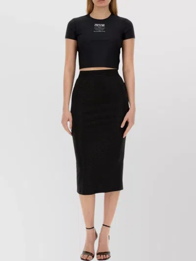 Versace Jeans Couture Fitted High-waisted Midi Perforated Skirt