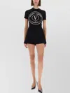 Versace Jeans Couture Fitted Short Sleeve Crew Neck Top In Black