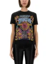 Versace Jeans Couture Fitted T-shirt With Graphic Print And Classic Silhouette In Black