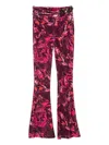Versace Jeans Couture Flared Burgundy Trousers With Double Buckle Detail In Red
