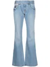 Versace Jeans Couture Light Blue Stretch Cotton Denim Palazzo Jeans In Blue
