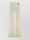 Versace Jeans Couture Off-white Baroque Buckle Trousers In White