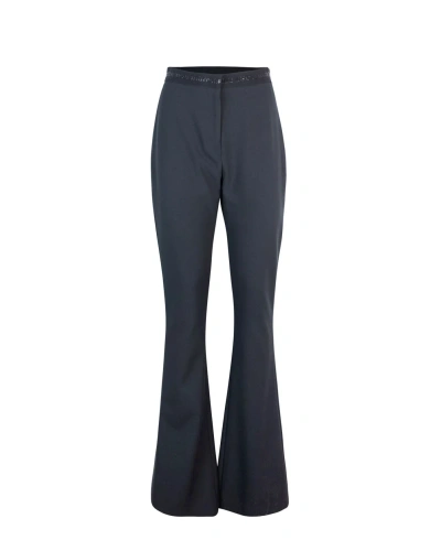 Versace Jeans Couture Flared Trousers With Logo Belt In 899black