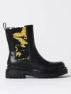 Versace Jeans Couture Baroque-print Ankle Boots In Black
