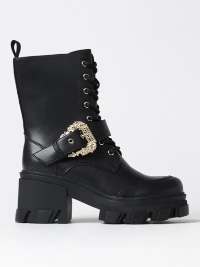 VERSACE JEANS COUTURE FLAT ANKLE BOOTS VERSACE JEANS COUTURE WOMAN COLOR BLACK,F96659002