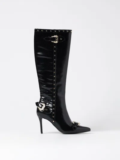 VERSACE JEANS COUTURE FLAT ANKLE BOOTS VERSACE JEANS COUTURE WOMAN COLOR BLACK,F96665002