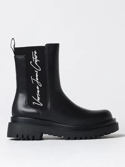 VERSACE JEANS COUTURE FLAT ANKLE BOOTS VERSACE JEANS COUTURE WOMAN COLOR BLACK,F96692002