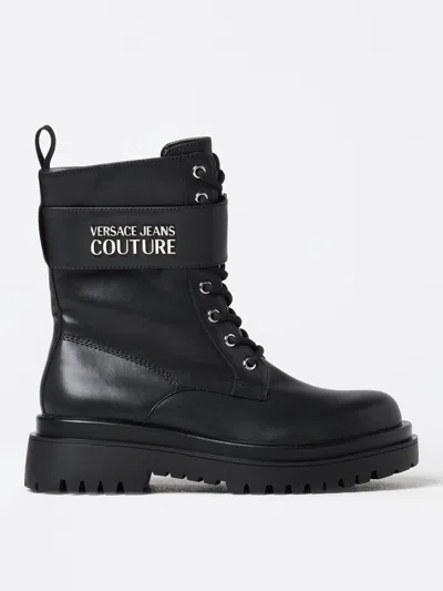 VERSACE JEANS COUTURE FLAT ANKLE BOOTS VERSACE JEANS COUTURE WOMAN COLOR BLACK,F96707002