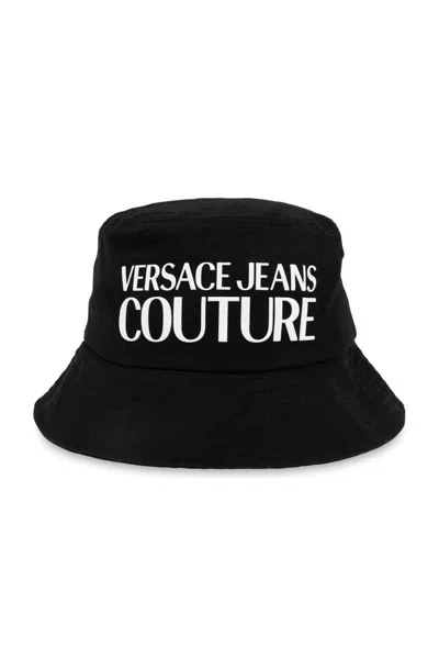 Versace Jeans Couture Flat Crown Bucket Hat In Black