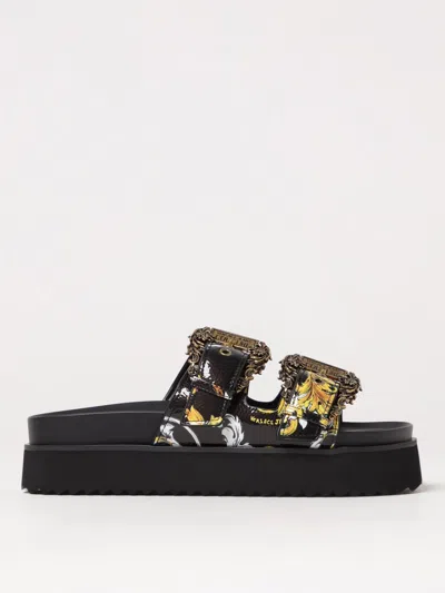 Versace Jeans Couture Flat Sandals  Woman Color Black In ブラック