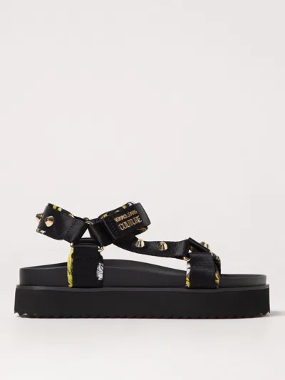 Versace Jeans Couture Flat Sandals  Woman Color Black In ブラック