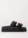 Versace Jeans Couture Black Baroque Buckle Arizona Flat Sandals In Schwarz