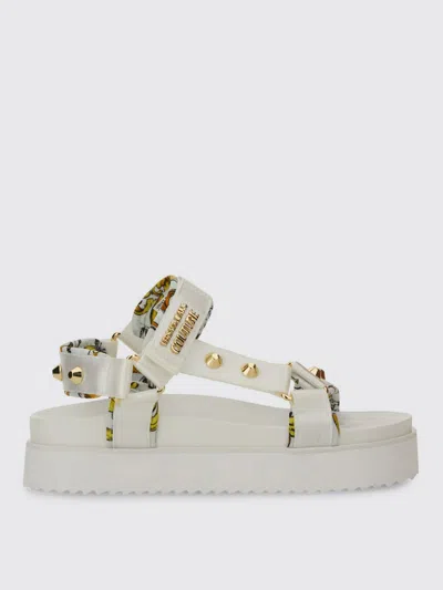 VERSACE JEANS COUTURE FLAT SANDALS VERSACE JEANS COUTURE WOMAN COLOR WHITE,G82779001