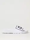 Versace Jeans Couture White Logo Shelly Pool Slides In Weiss