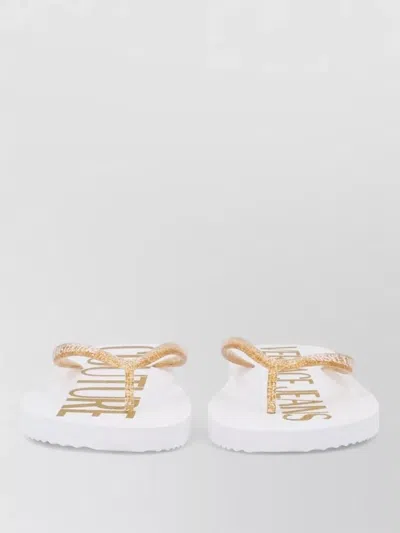 Versace Jeans Couture Flat Sole Thong Strap Glitter Slides In Multi
