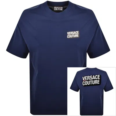Versace Jeans Couture Flock T Shirt Navy In Blue