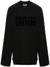Versace Jeans Couture Flocked-logo Sweatshirt In Black
