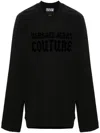 Versace Jeans Couture Flocked-logo Sweatshirt In Black