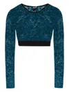 Versace Jeans Couture Floral-lace Cropped Top In Blue
