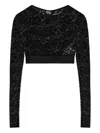 Versace Jeans Couture Floral-lace Long-sleeve Top In Black