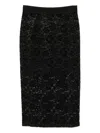 Versace Jeans Couture Textured Black Midi Skirt With Embossed Waistband In Black
