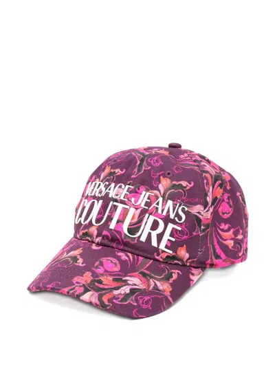 Versace Jeans Couture Floral-print Baseball Cap In Purple