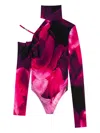 Versace Jeans Couture Floral-print Bodysuit In Pink