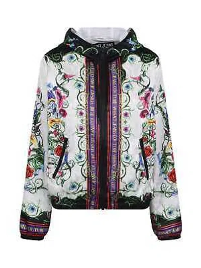 Pre-owned Versace Jeans Couture Floral-print Bomber Jacket In White
