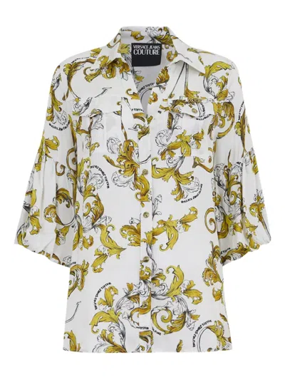Versace Jeans Couture Floral-print Button-up Shirt In White