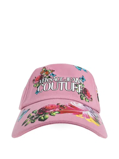 Versace Jeans Couture Floral Print Cap In Brown