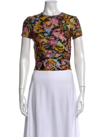 Pre-owned Versace Jeans Couture Floral Print Crew Neck T-shirt In Multicolor