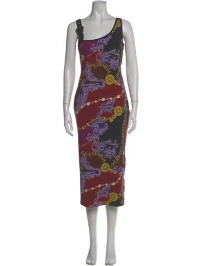 Pre-owned Versace Jeans Couture Floral Print Long Dress In Multi