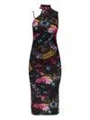 Versace Jeans Couture Floral-print Midi Dress In Black